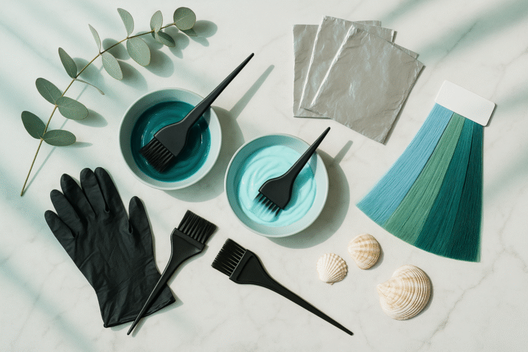 Ombre hair color blue green